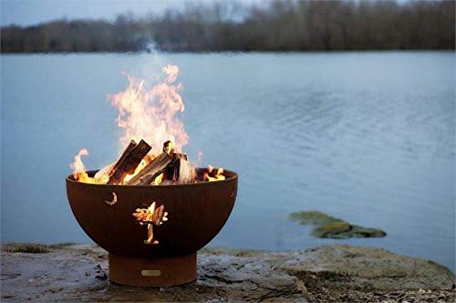 Fire Pit Art Tropical Moon Wood Fire Pit (Tropical-Moon)