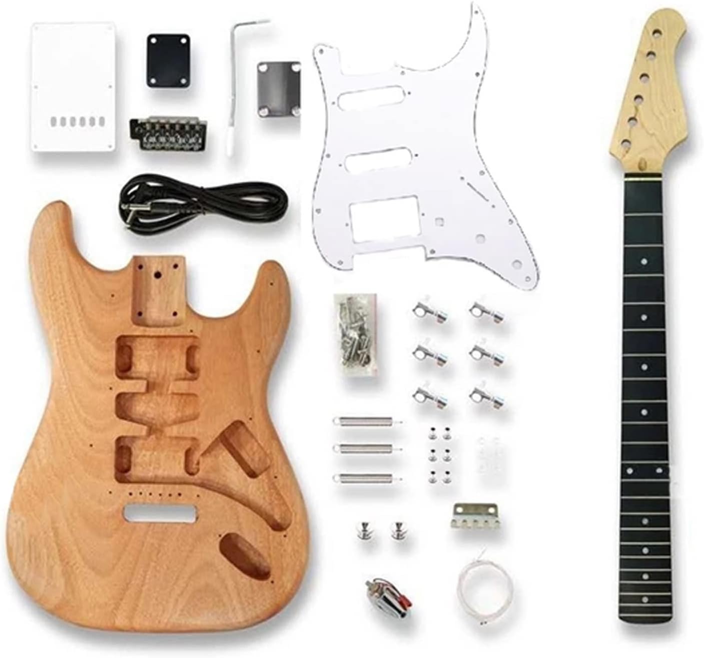 TSTS Electric Guitar DIY Kit Unfinished Professional Electrical Guitar Instruments Assembly Kit Unfinished Electric Guitar Kit