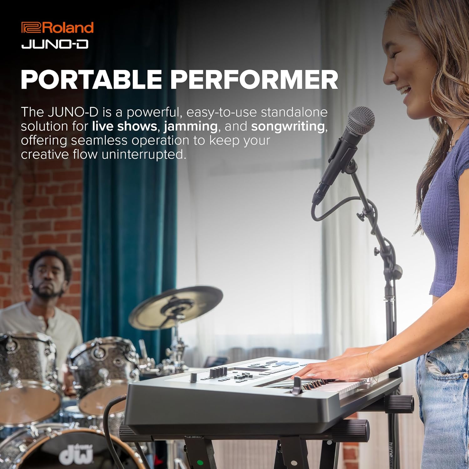 Roland JUNO-D7 Synthesizer | 76-Note Keyboard with Synth Action | ZEN-Core Engine with Over 3800 Onboard Sounds | Intuitive Creative Tools | USB-C Audio/MIDI Interface for Mobile & Computers