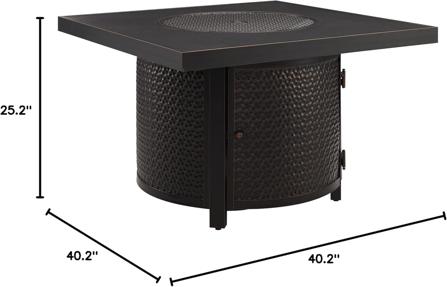 Square LPG/NG Gas Fire Pit Table 55K BTU w/Burner Lid, Cover, Fire Glass #65155