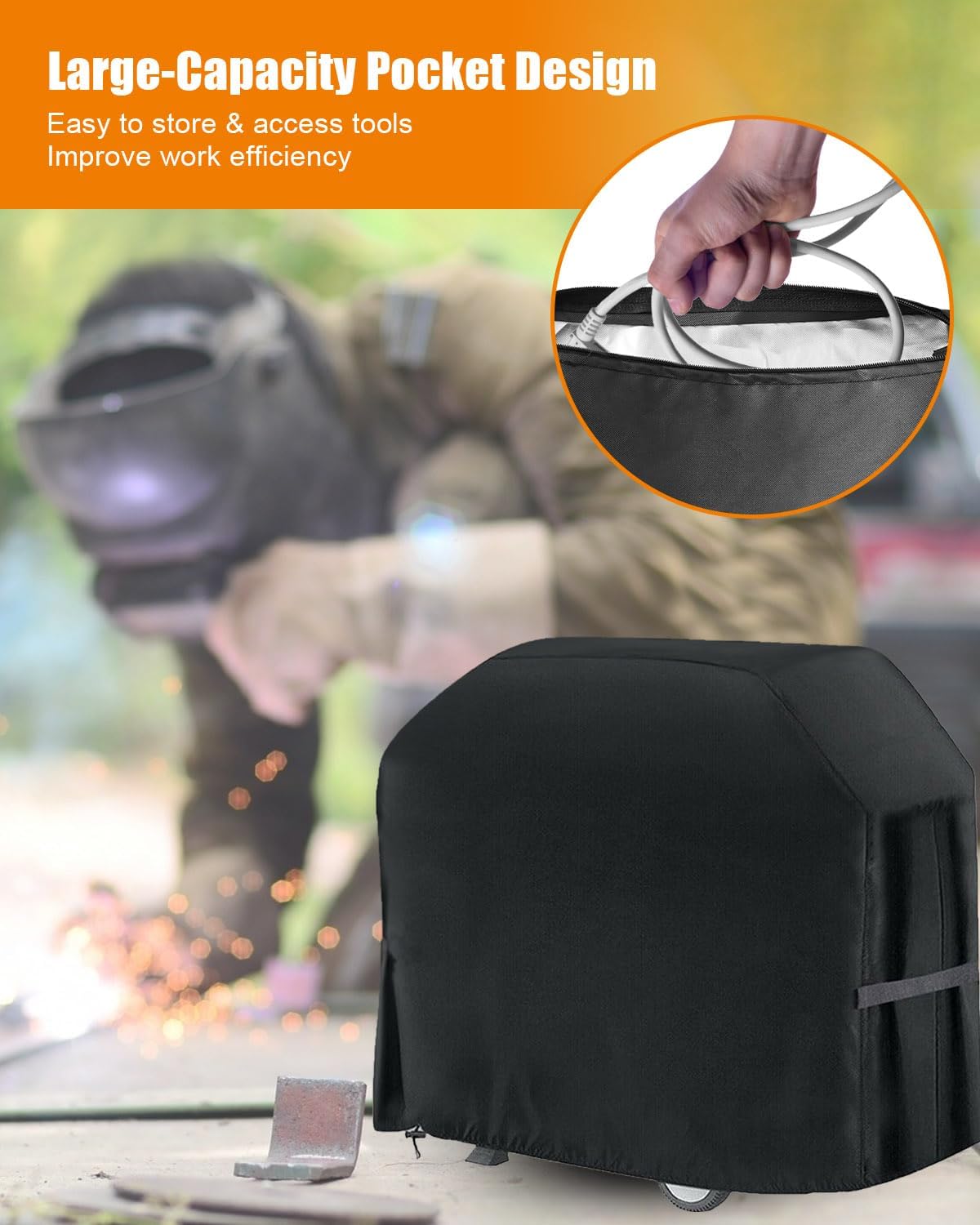 Engine Welder Generator Cover Compatible with Ranger GXT Series Welder, Waterproof Engine Driven Welder Cover with Plush Linner, Black Generator Covers