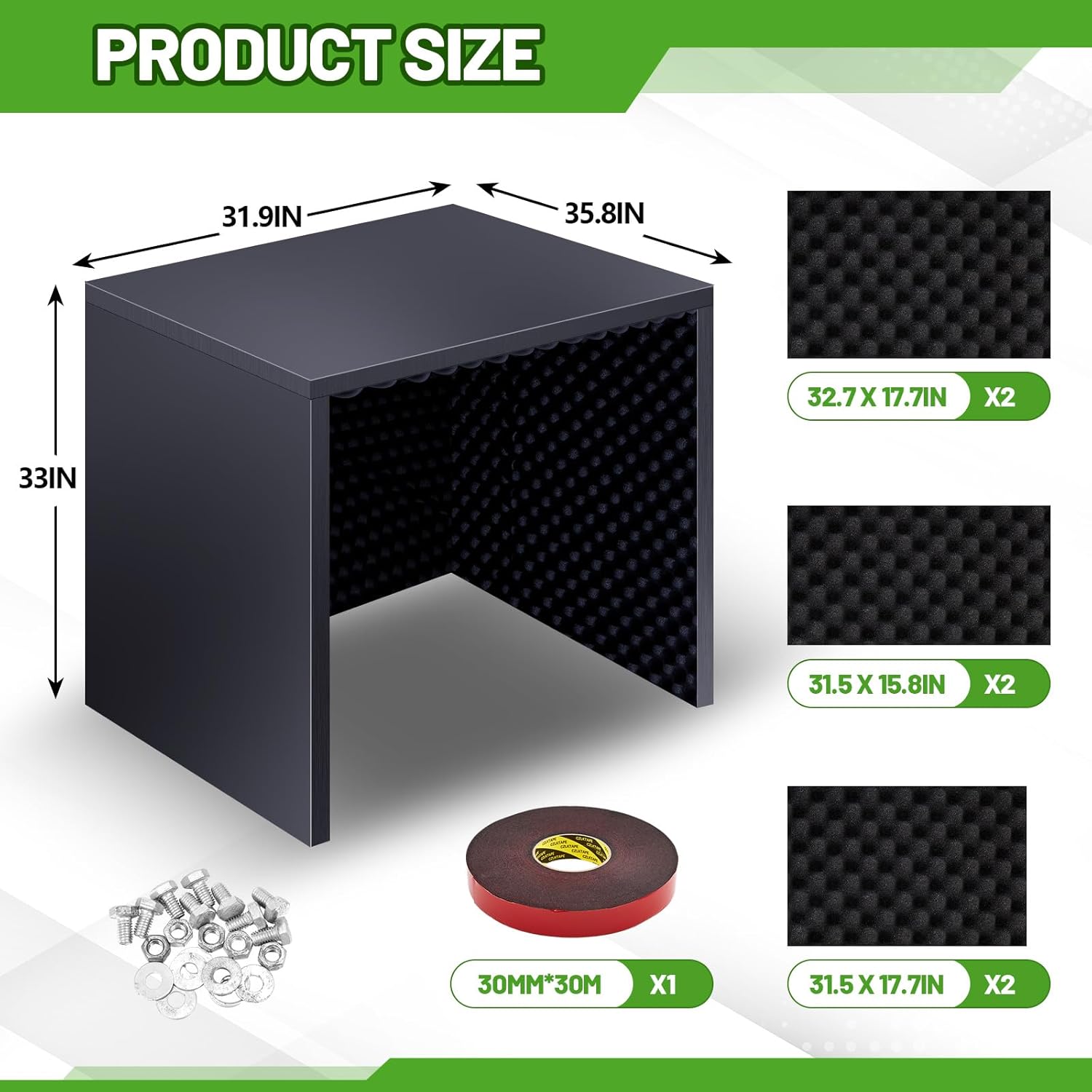 Generator Running Cover with Acoustic Panels for Most 3500w-12000w Generators Noise Reduction Quiet Box Heavy Duty Generator Shelter All Weather Outdoor Enclosure, 36 x 33 x 32 Inch