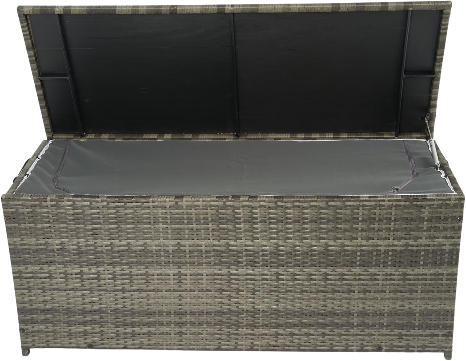 113 Gallons Deck Box, Weather Resistant Outdoor Wicker Storage Bench Cabinet For Outdoor Cushions, Throw Pillows, Garden Tools And Pool Floats