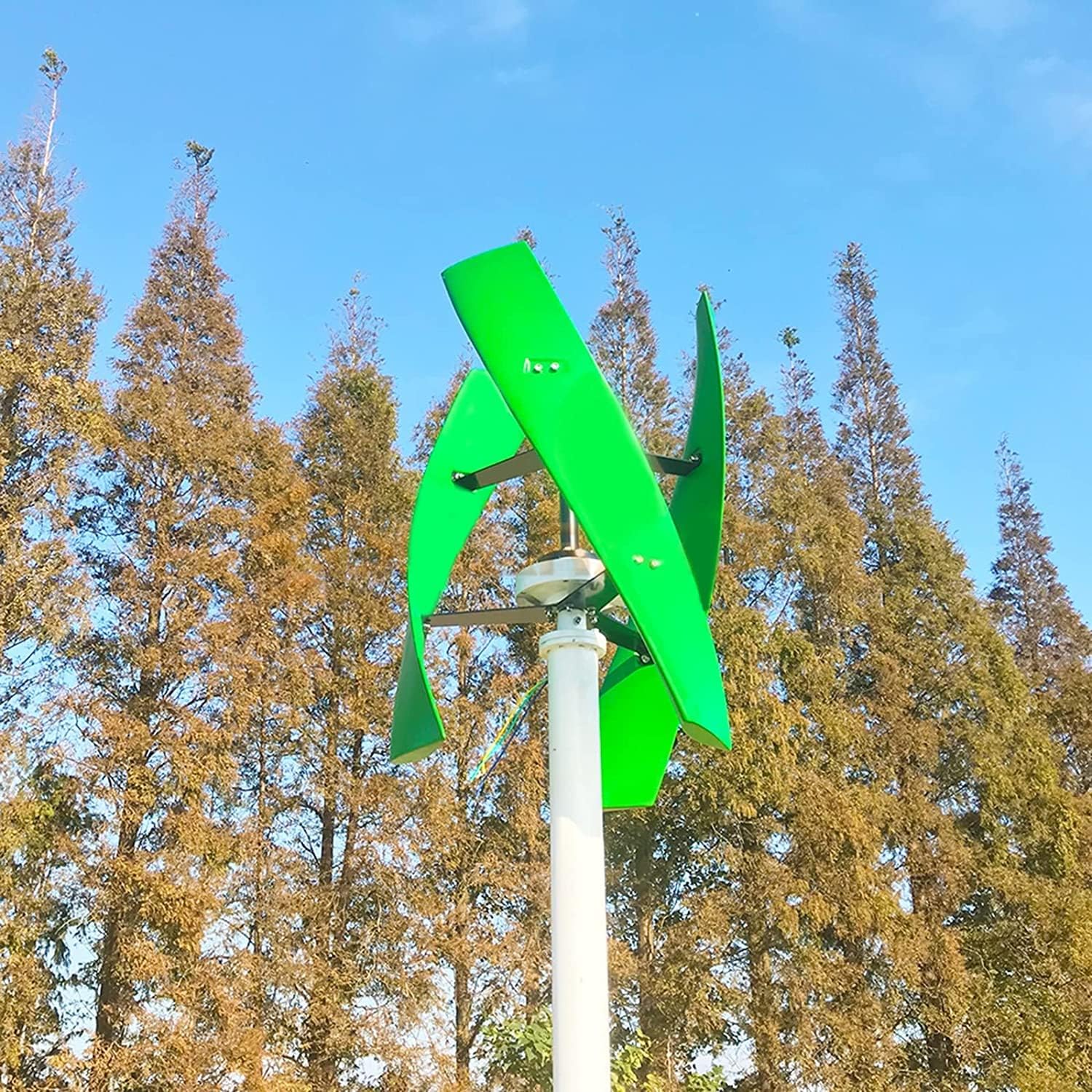 LiuSj JUnSt Low Start Up Speed Wind Turbine Generator, 5000W 3 Blade Small Wind Turbine Generator Kit for Home Street Lighting (Green,with Controller)