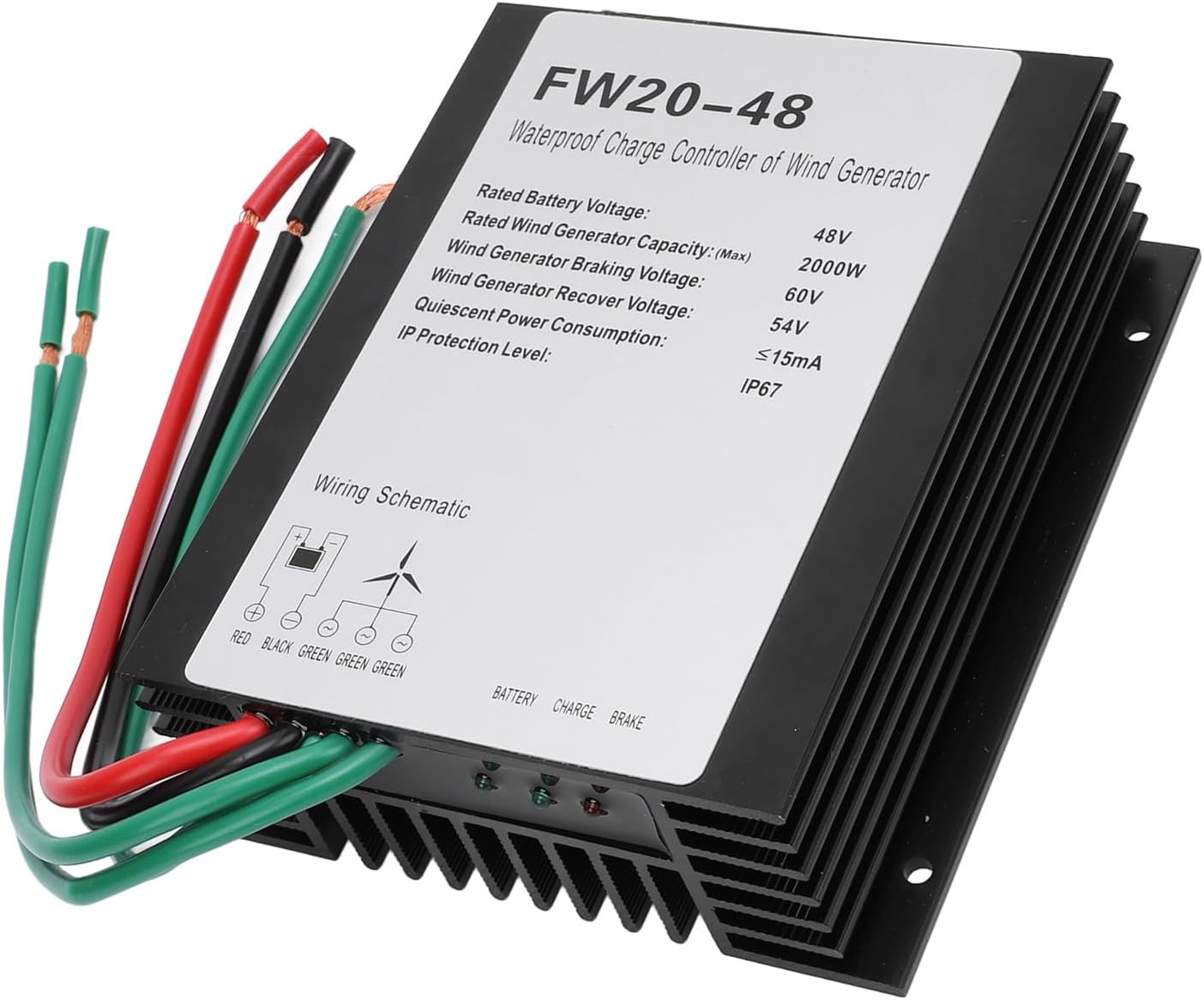 MPPT Wind Turbine Charge Controller, 48V IP67 Automatic Controller with Protecting Function for 2000W Wind Turbine Generator