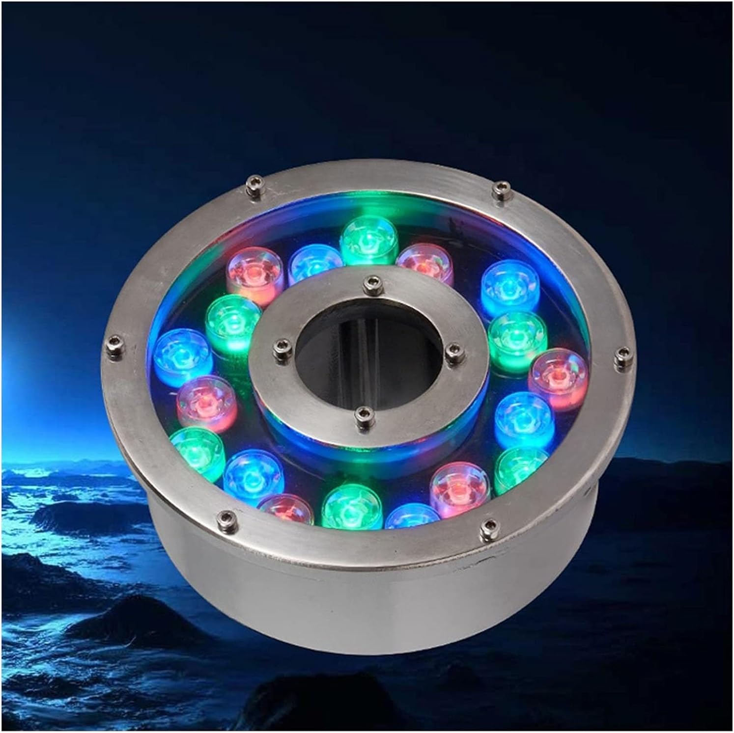 LED Beam Spotlight - 12V LED Ring Fountain Underwater Light, RGB Submersible Light, IP68 Waterproof Pond Lights for Garden/Fountain Pool/Landscape Decoration(Purple,24W)