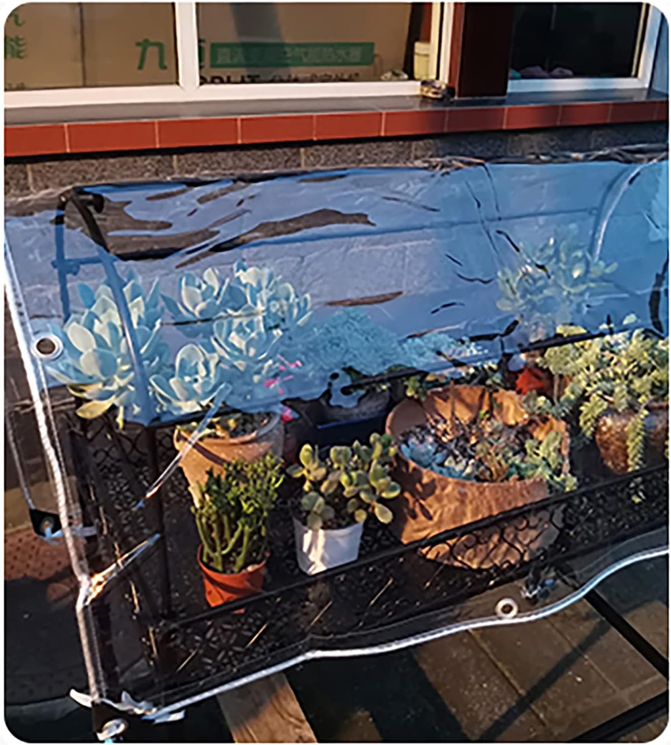 Clear Tarps Heavy Duty Waterproof,Multipurpose Tarpaulin,Greenhouse Garden Cover UV Resistant,for Emergency Rain,Patio Furniture,Roof,Camping,Car,0.35mm (14 Mil) Thickness (3x5m/9.8x16.4ft)