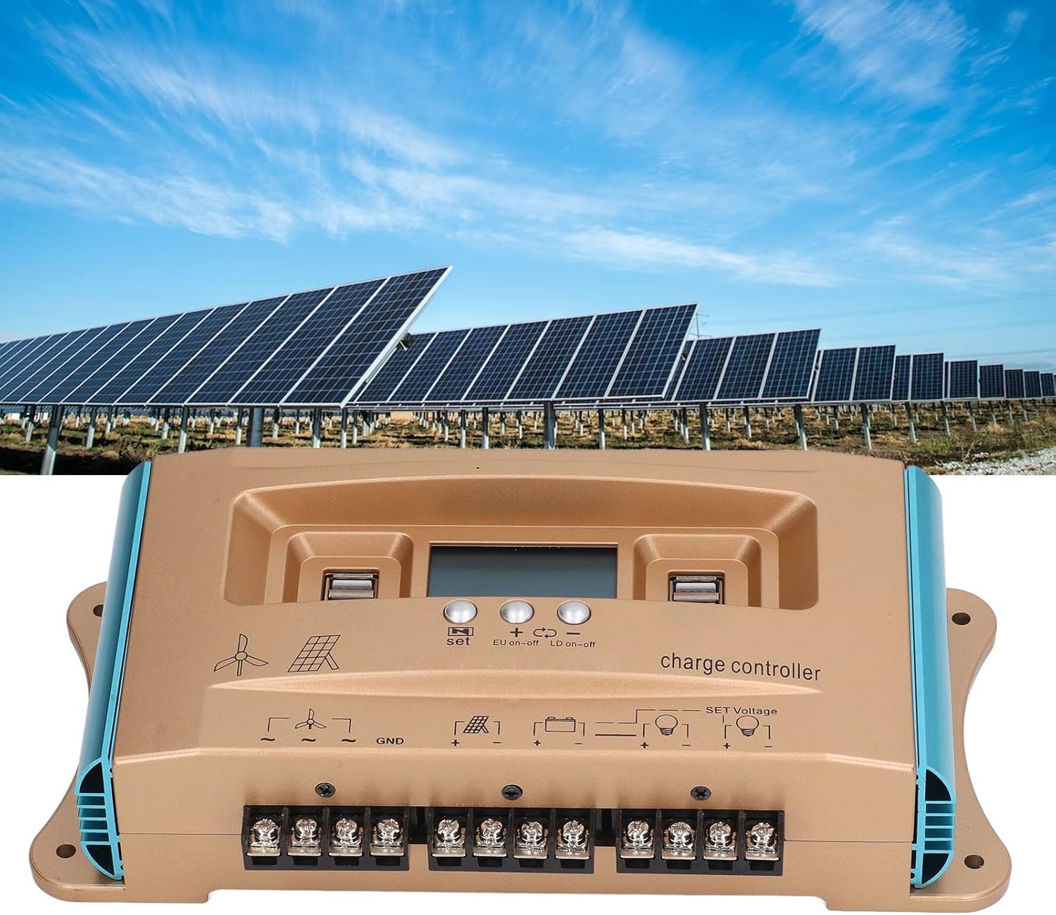 Solar Controller, RV 12V 24V 36V 48V 60V MPPT Solar Panel Intelligent Regulator (60A)