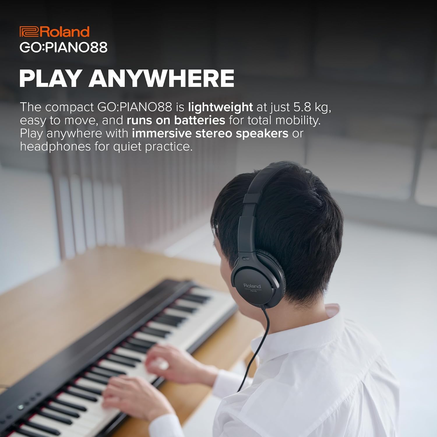 Roland GO:PIANO88PX | Entry-Level Portable 88-Note Digital Piano | Premium Performance | Lightweight Design | Powerful Learning Features | Battery-Powered Operation | Bluetooth & MIDI Connectivity