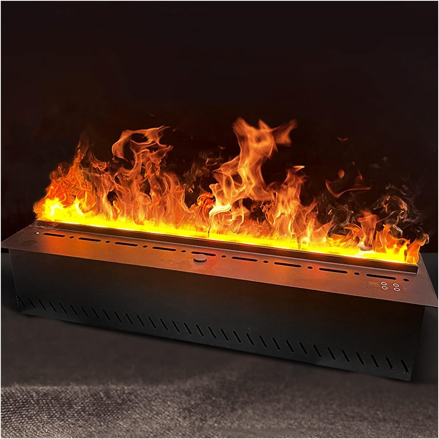 3D Water Vapor Fireplace with Humidifier Flame 47/59 Inches Fireplace Wall Mounted Silence Electric Fireplace Lifelike Flame Effect with Remote, Metal Panel, Automatically Add Water，Black(150cm)