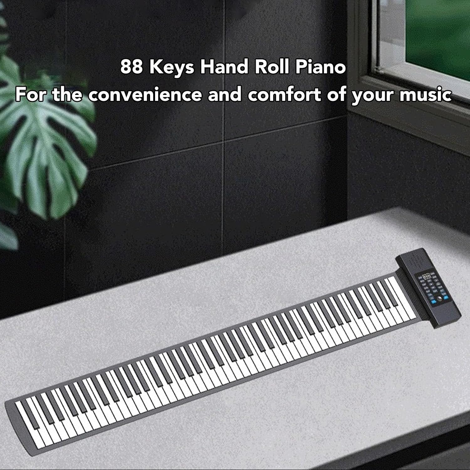 Roll Up Flexible Piano Keyboard 88 Keys, Portable Lightweight Electronic Piano with Speakers, USB MIDI Output for Teaching (US Plug)