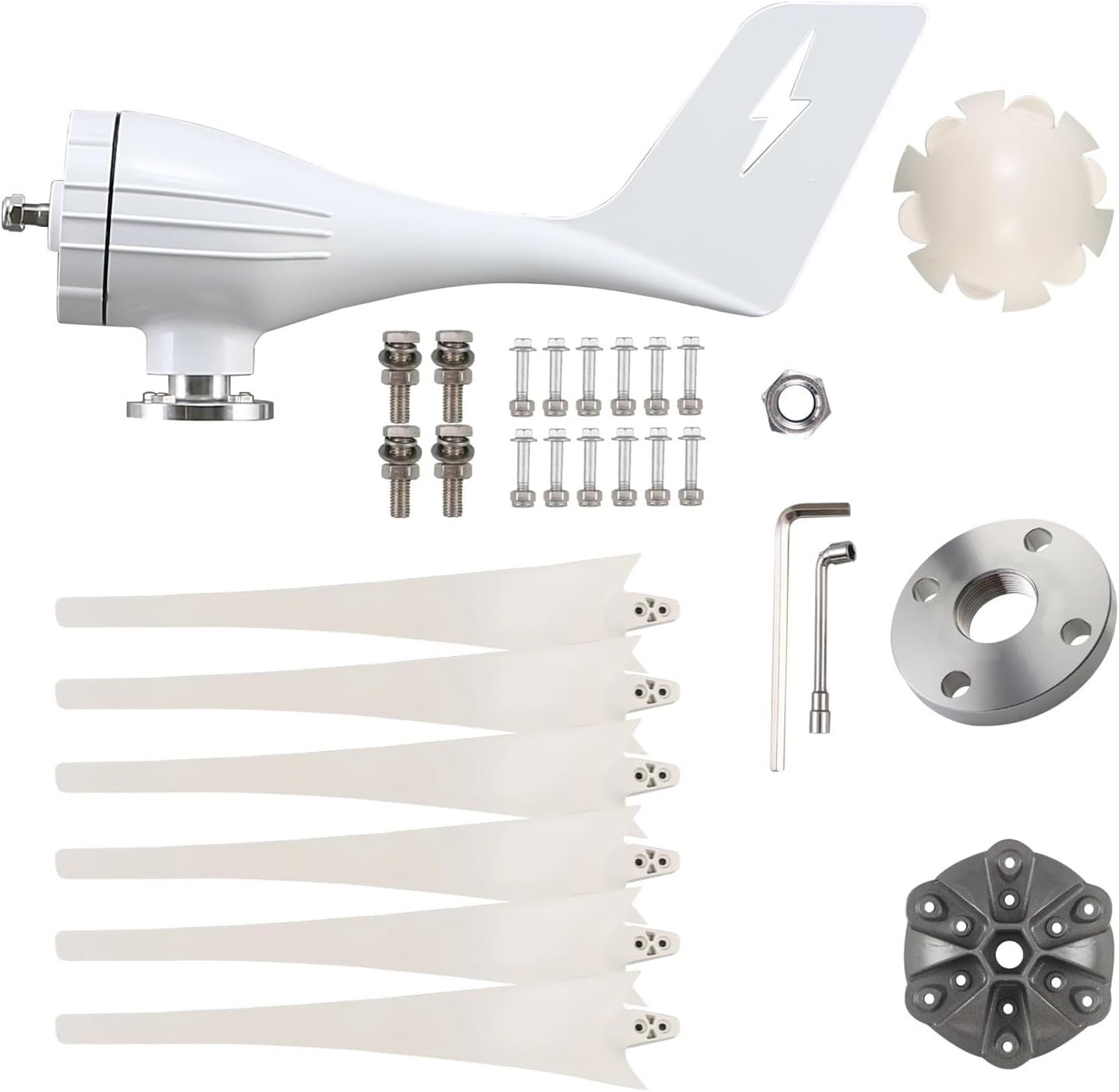 Wind Turbine Generator Power 3000w 3 6 8 Blades 12v 24v 48v with Mppt Controller for Home Use Low Starting Speed for Home(6 Blades,24V)