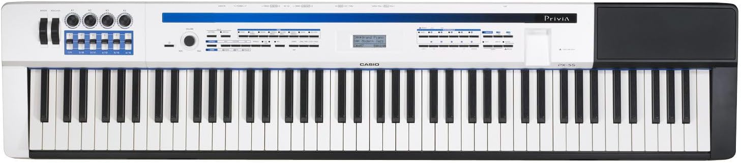 Casio Privia Pro PX-5S 88-Key Digital Stage Piano Bundle with Stand, Bench, Cover, Sustain Pedal, Headphones, Piano Book, Online Lessons, and Polishing Cloth