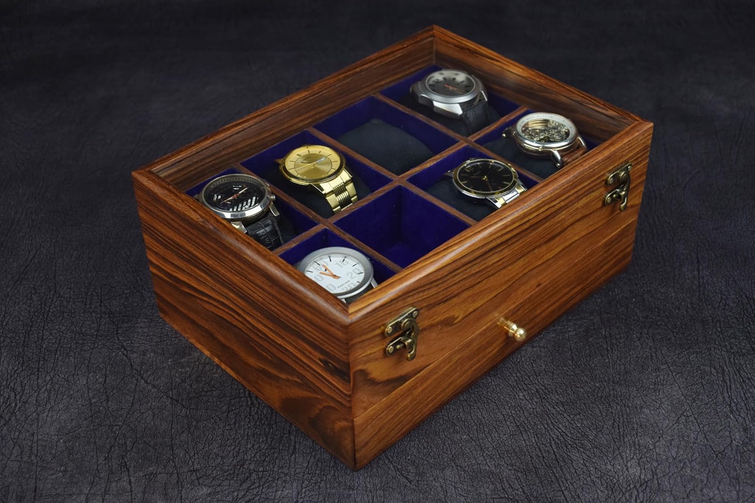 10 Drawer Indian Rosewood Superior Vintage Quality Wooden Mens Watch Display Box Case Organizer Holder | Luxury Timepiece Storage Case | Drawer for wallet, Cufflinks and other Accessories.