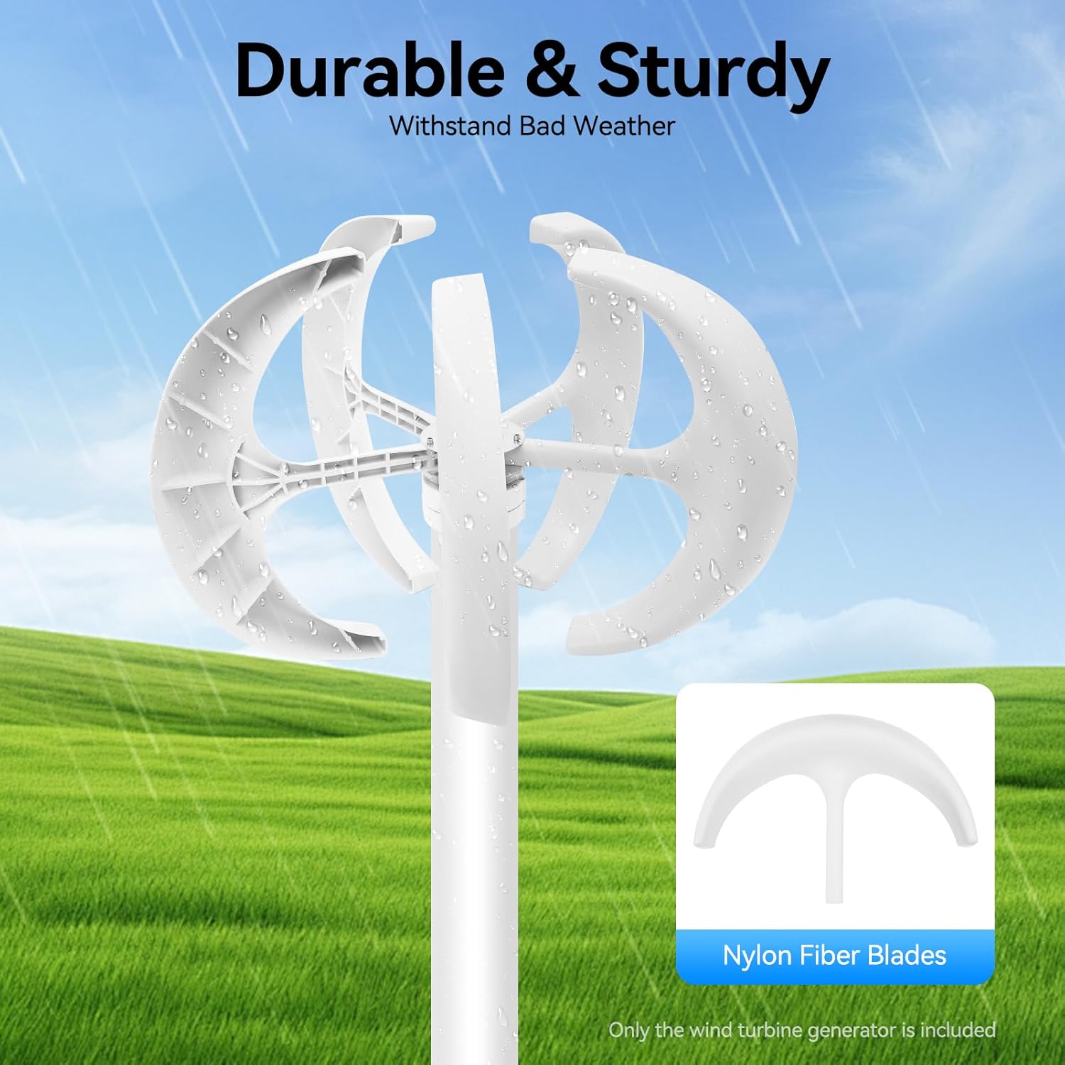 600W Wind Turbine Generator with 5 Blades - Lantern Shape, 6.56ft/s Start-up Speed, for Home, Boat & Solar Wind Hybrid Systems