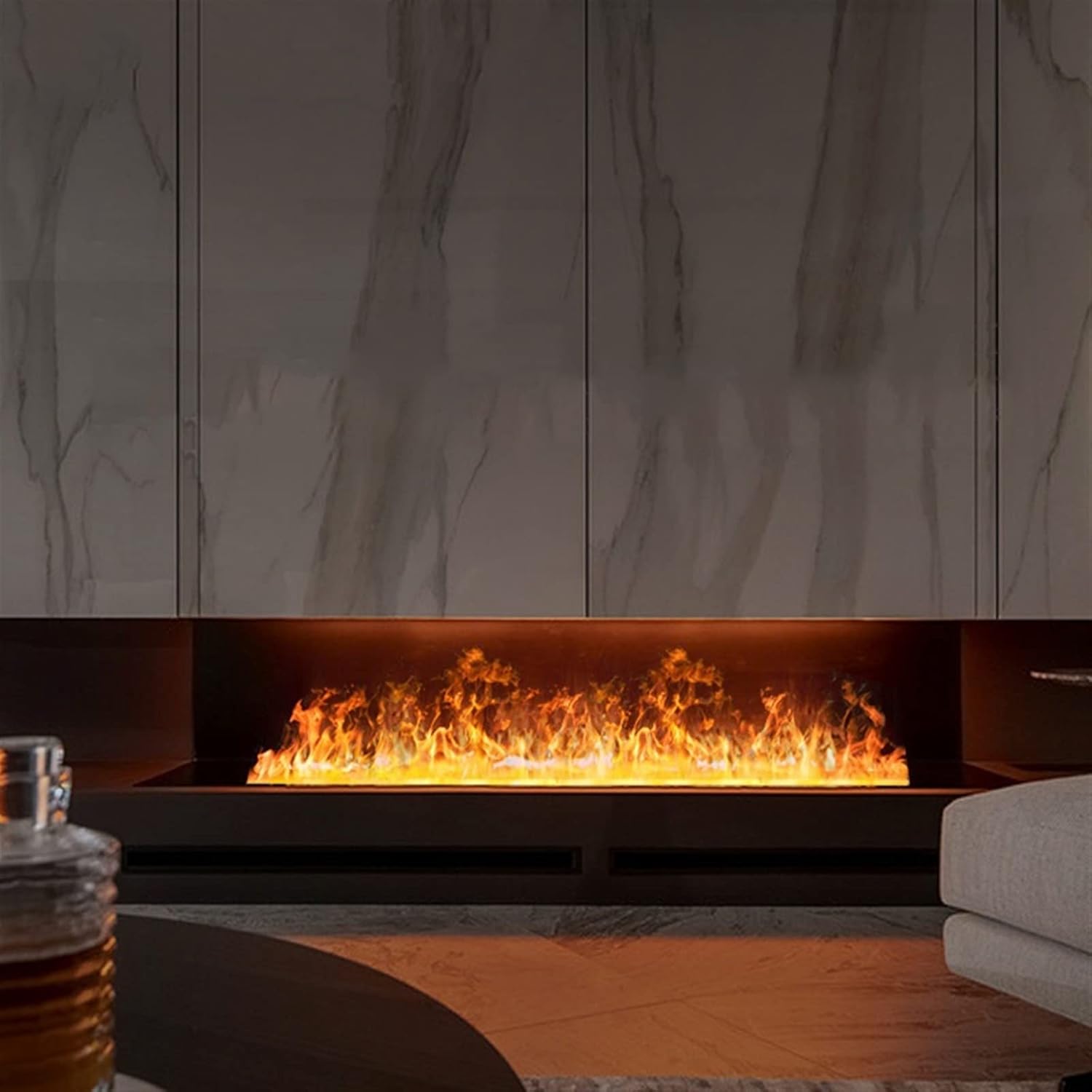 3D Water Vapor Fireplace with Humidifier Flame Water Vapor Fireplace,3D Atomized Fireplaces, Adjustable LED Flame, Overheat Protection, Humidification Function, Remote Control,Fake Fireplace(1000mm)