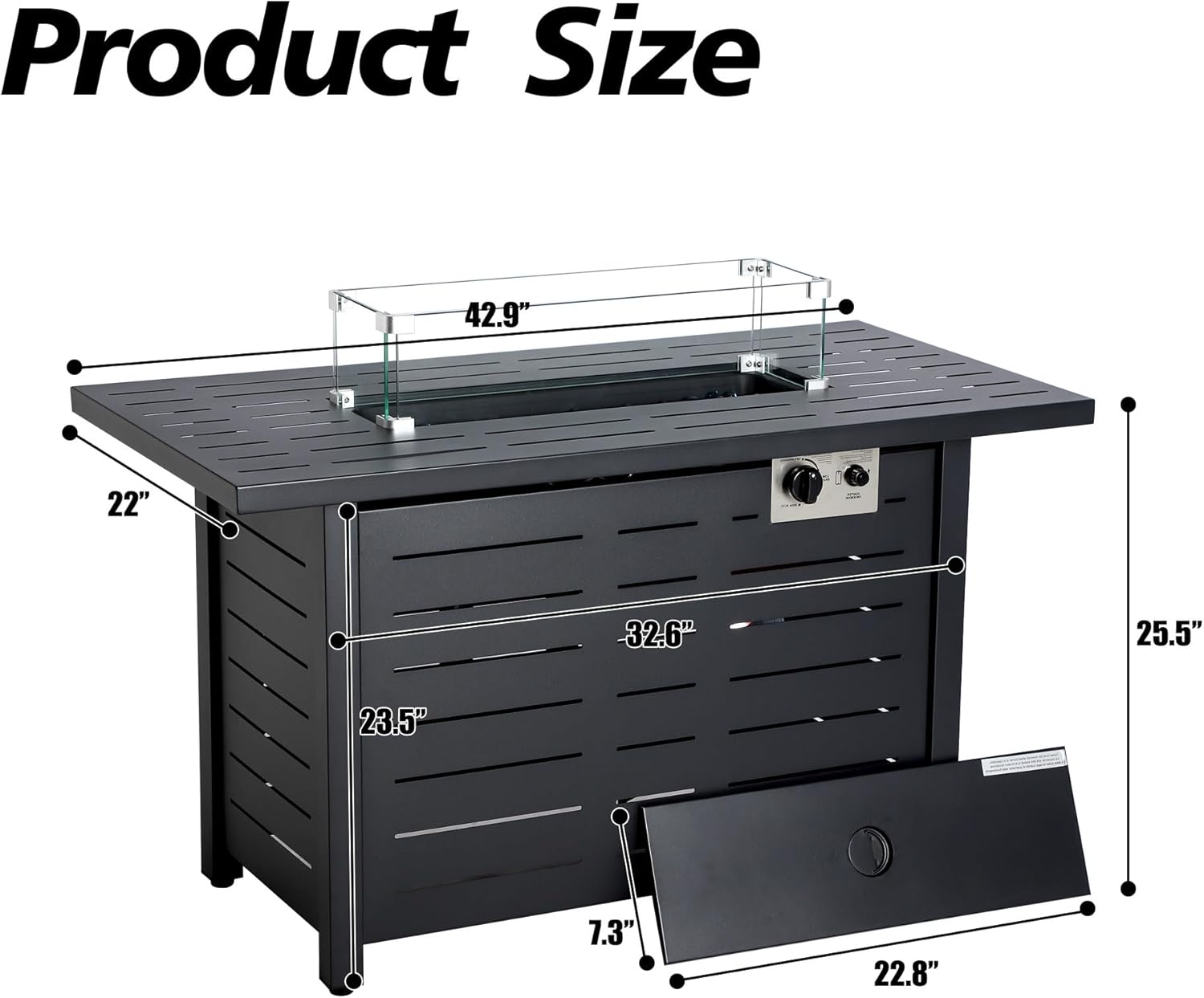 KIGOTY 43 Inch Propane Fire Pit, 50,000 BTU Steel Gas Fire Pit Table for Outside, 2 in 1 Fire Table for Outdoor, Outside Patio Deck and Garden, Black