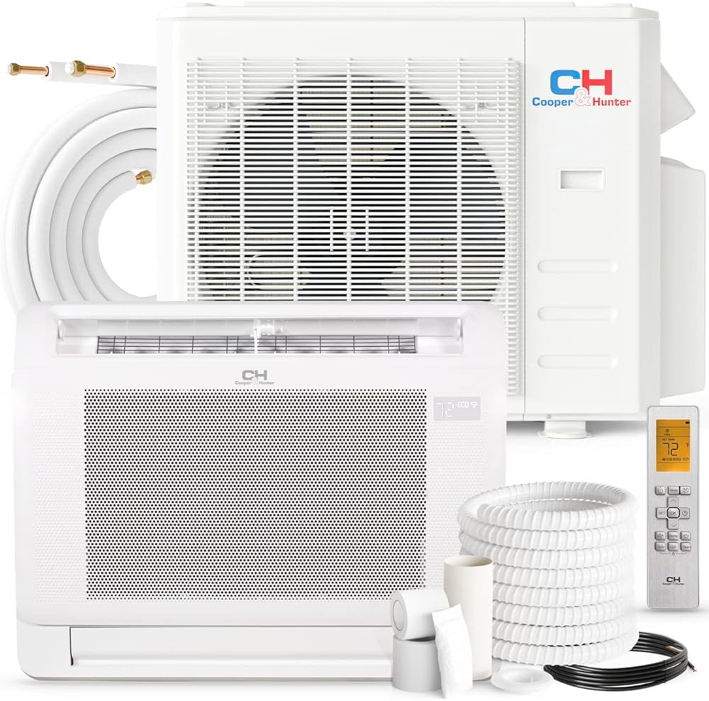 Cooper & Hunter 12,000 BTU Single Zone Floor Mounted Console Mini Split Air Conditioner & Heat Pump – 24.6 SEER2 – 16FT Installation Kit – 230V