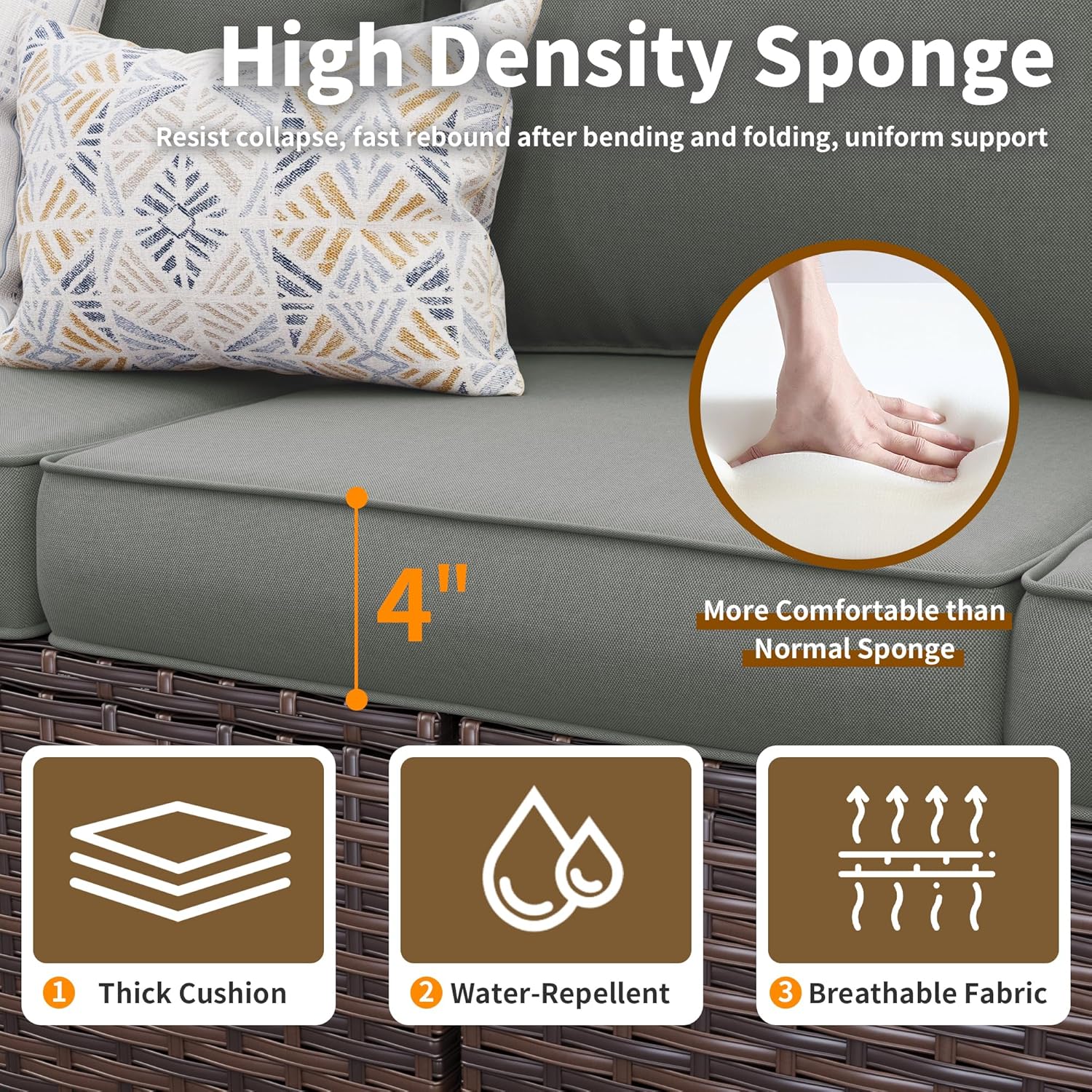 6 Pieces Patio Furniture Set with 44