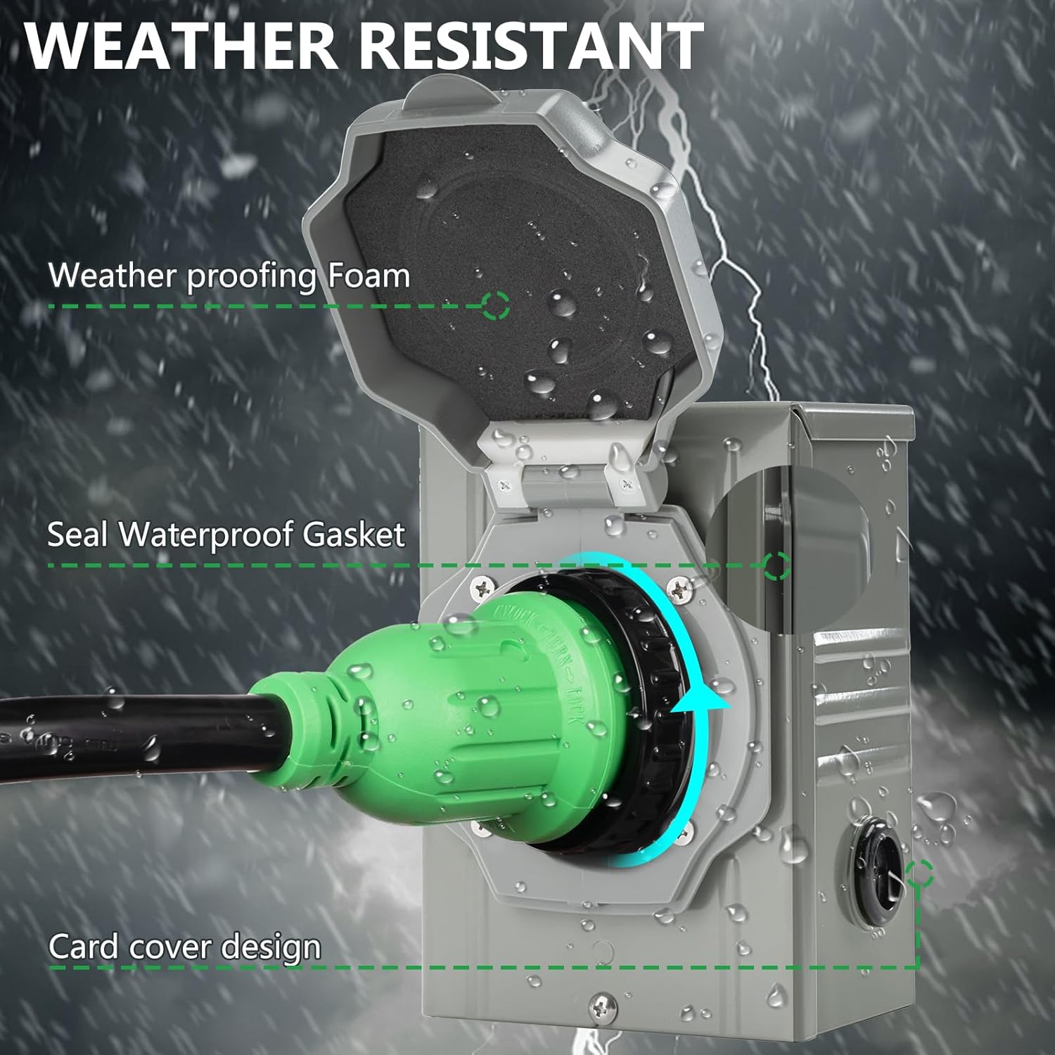 50 Amp Generator Cord and Power Inlet Box, Heavy Duty 25FT Generator Extension Cord, 125V/250V 50 Amp Generator Power Cord NEMA14-50P/SS2-50R ​for RV Truck Trailer (25FT)