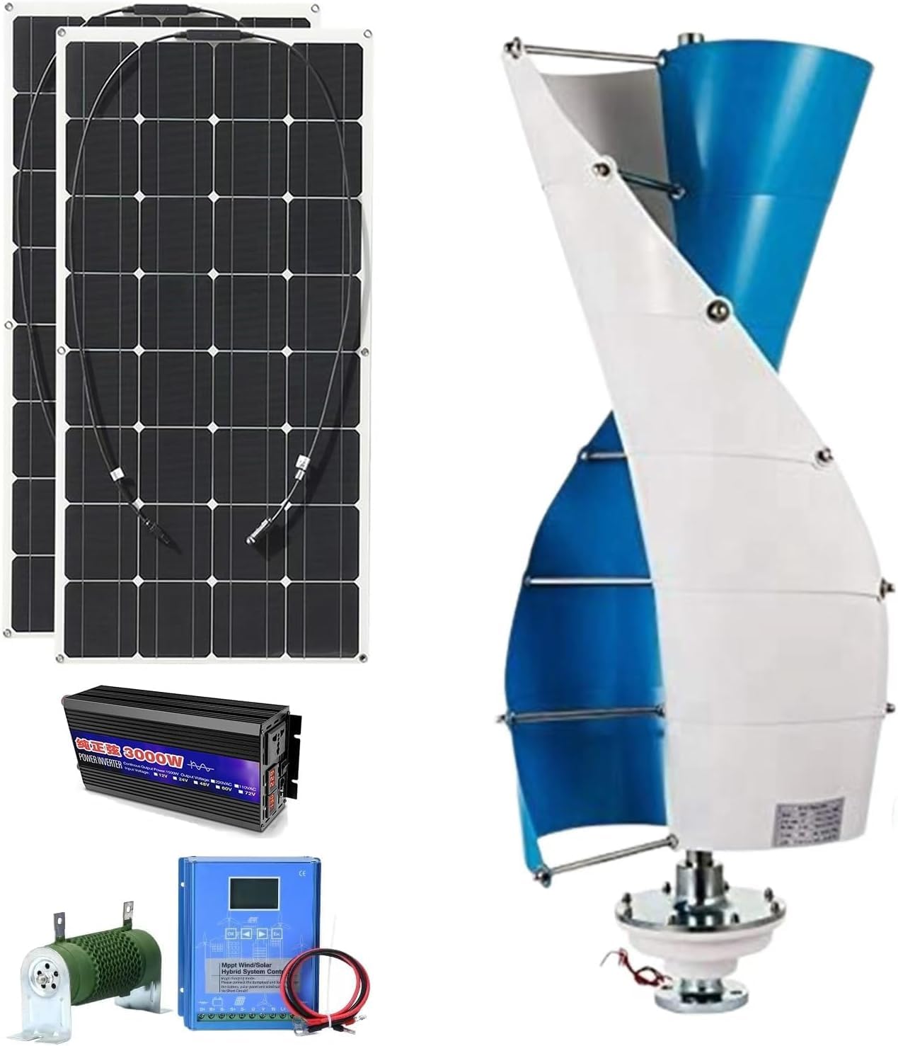 CAJUCA 5000W Wind Turbine Generator Kit Vertical Axis Wind Turbine Generator with Controller and Inverter Free Energy Windmill Home Use Three Phase Generator