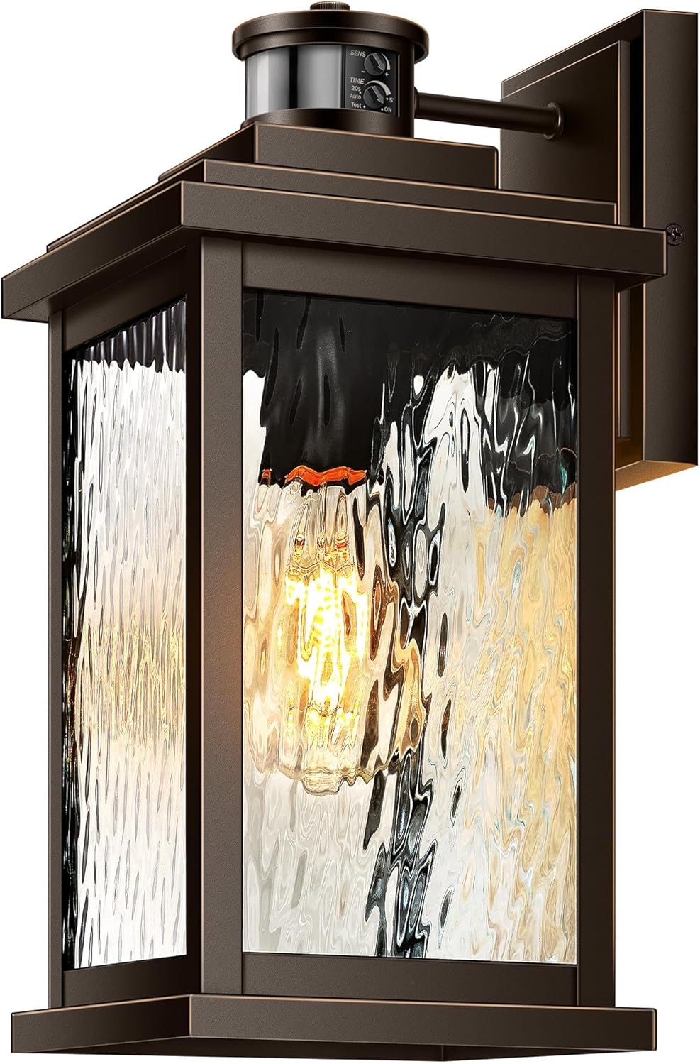 VIANIS Advanced Motion Sensor Light Outdoor, Large Bronze Exterior Lighting Fixtures, Easy-to-Install, Aluminum Waterproof Porch Lights Outdoor with Water Glass for Porch, Garden, Front Door