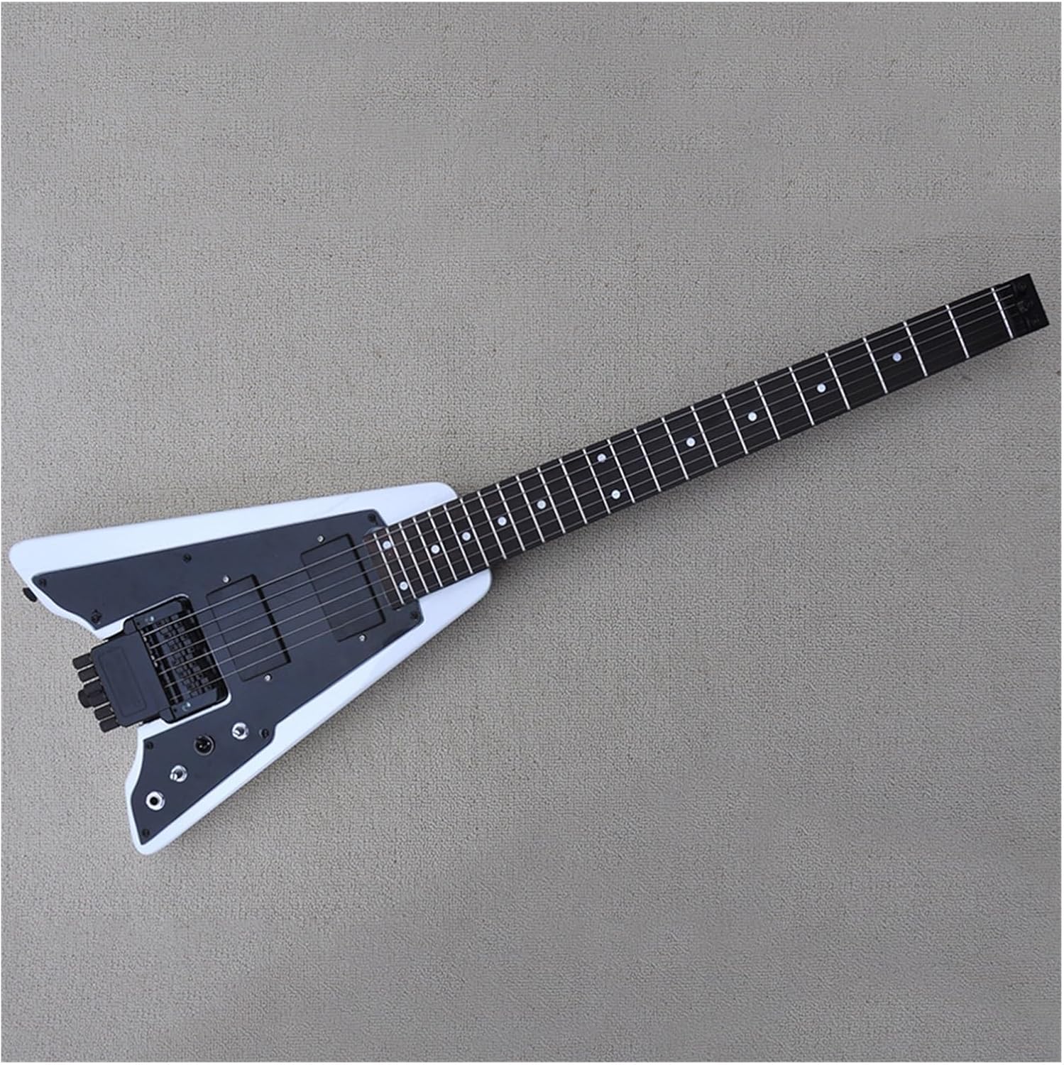 White Headless Electric Guitar with Black Pickguard Rosewood Fretboard 24 Frets Professional Headless Guitar