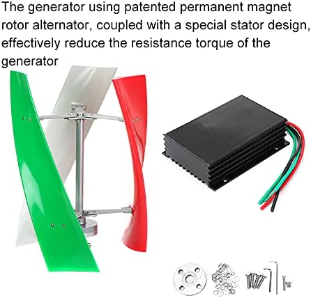 1000W 12V 24V 48V Lantern Wind Generator 3 Blades Vertical Axis Permanent Maglev Wind Turbine Generator with MPPT Controller,12v
