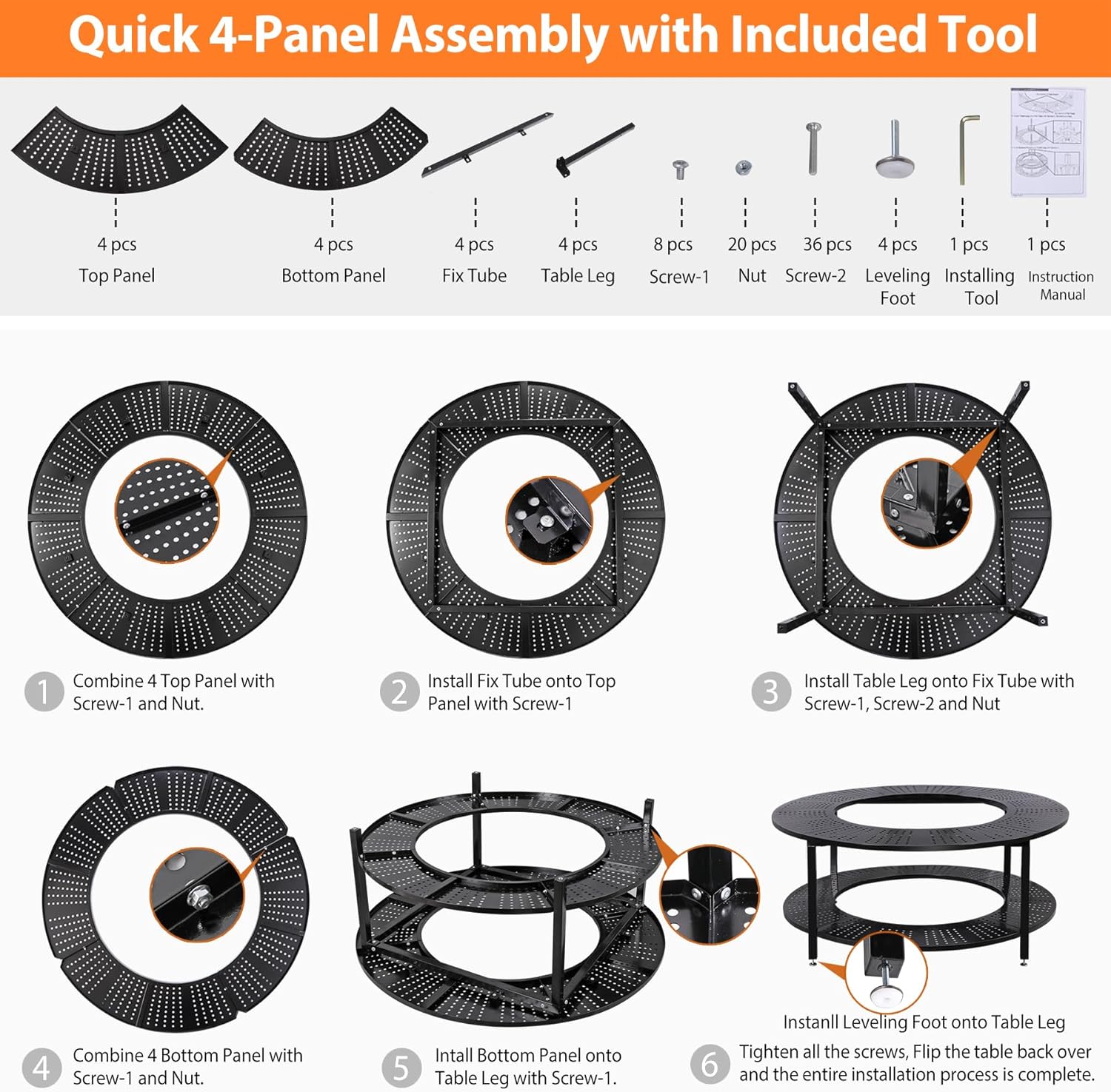 48.5 Inch Universal Fire Pit Surround Tabletop for Solo Stove Yukon & Tiki 27.5, Outdoor Patio Stand with Firewood Storage Shelf, Heavy Duty Steel, 200LB Capacity
