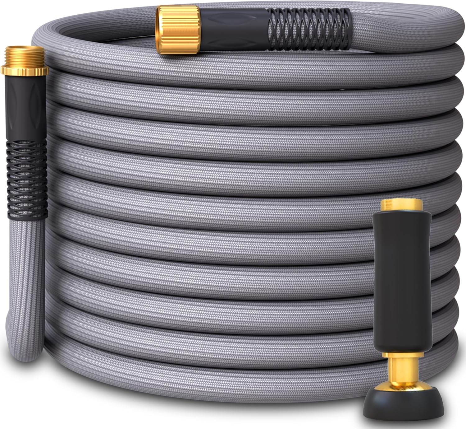 TITAN Garden Hose | Flexible, Lightweight, Kink-Free & Durable Hybrid Water Hose with Heavy Duty Brass Connectors & High-Pressure Jet Nozzle (100FT x 5/8”)
