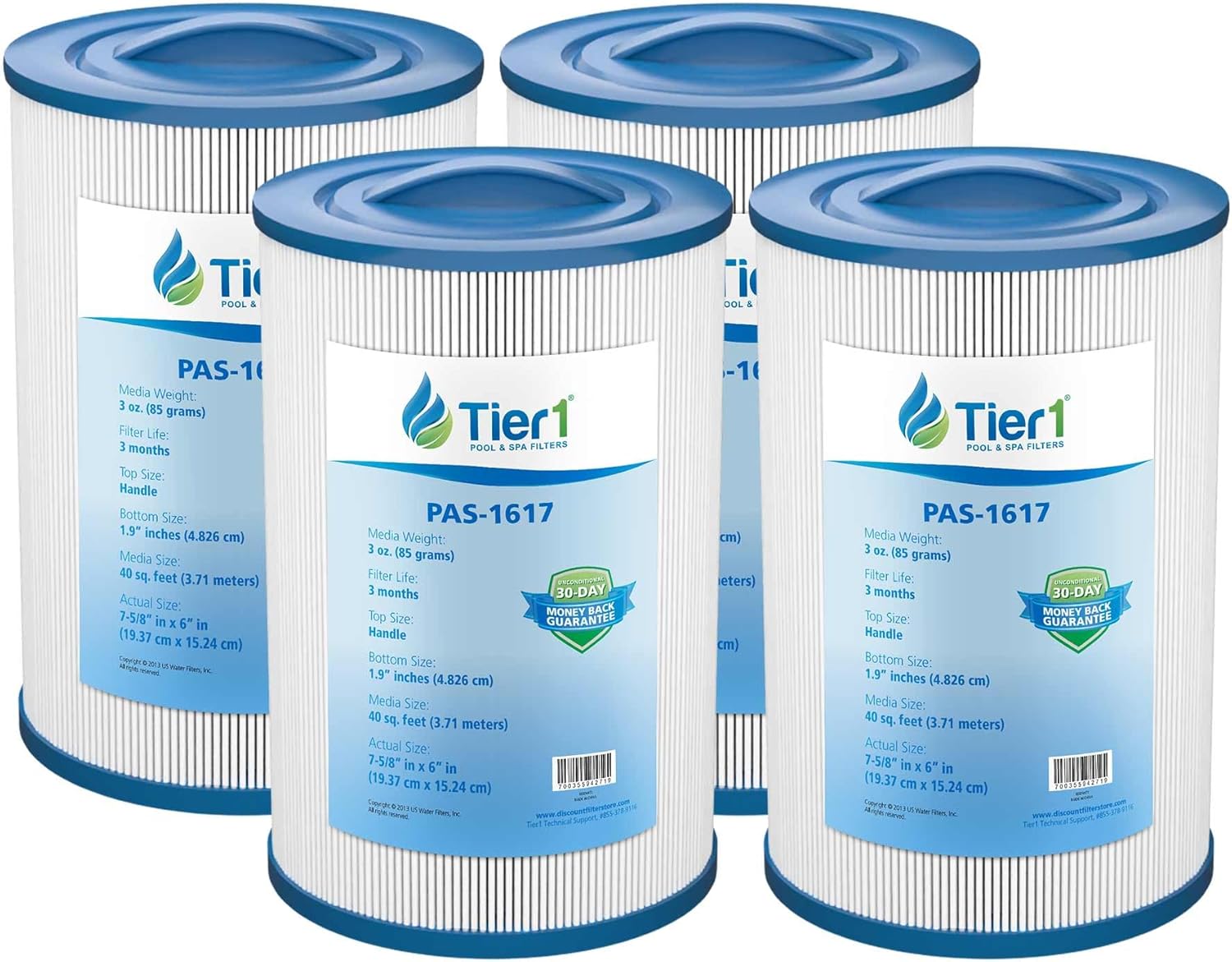 Tier1 Replacement for Waterway Spa Filter 817-0050 – 4 Pack | Compatible with 817-0050, Pleatco PWW50, Unicel 6CH-940 | 7-5/8