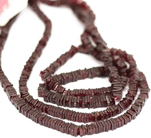 1 Strand Garnet heishi Cube Square Smooth 16'' Long Strand Gemstone Beads, Jewelry Supplies for Jewelry Making, Bulk Beads, for Meditation Jewellery for Reiki Healing Mystic Gemstone Size 4mm