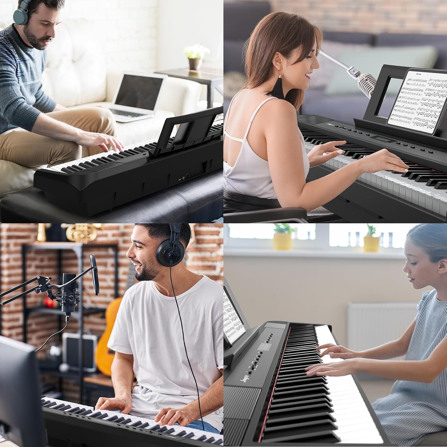 Digital Piano, Full Size 88 Key Weighted Hammer Keyborad Piano, Portable Electric Keyboard Piano for Beginner/Adults with Sustain Pedal, Power Supply, And Built in Speakers (Without Stand)