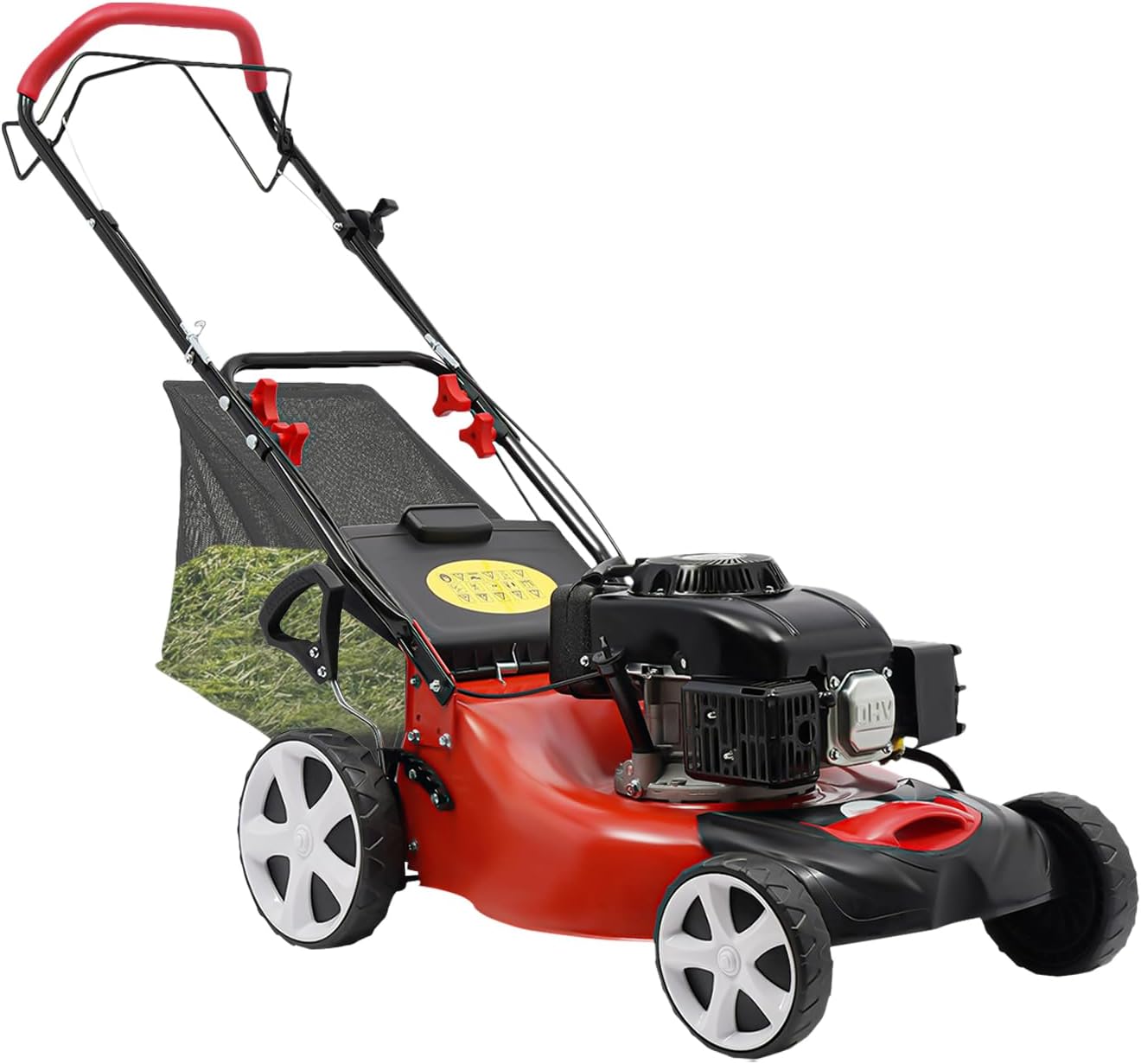 20.5 in Self Propelled Gas Lawn Mower, 140cc 4-Stroke High Wheel FWD Gas Walk Behind Self Propelled Lawn Mower 1.6L for Lawn Planting for Weeding