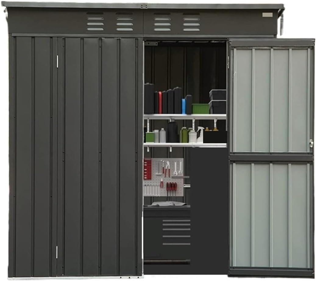 Garden Sheds Backyard Storage Shed with Sloping Roof Galvanized Steel Frame Outdoor Garden Shed Metal Utility Tool Storage Room with Latches Outdoor Storage Sheds