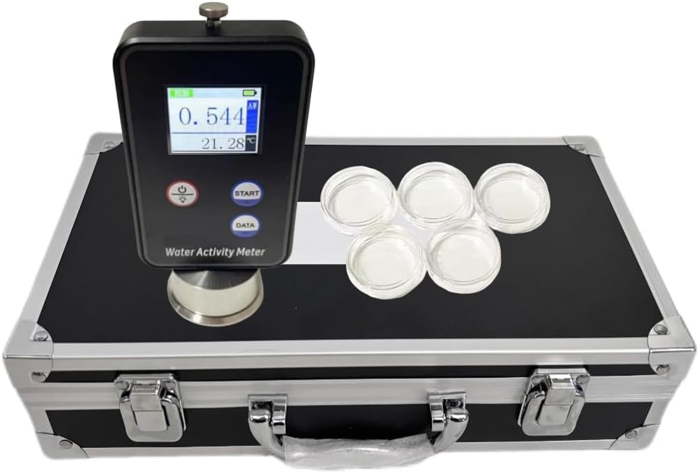 Portable Food AW Meter Digital Water Activity Meter with 0.001 High Resolution Accuracy +0.010aw(0.000~0.800aw) Range 0.000-1.000aw 99 Groups Data Storage High-Precision Measurement Sensor