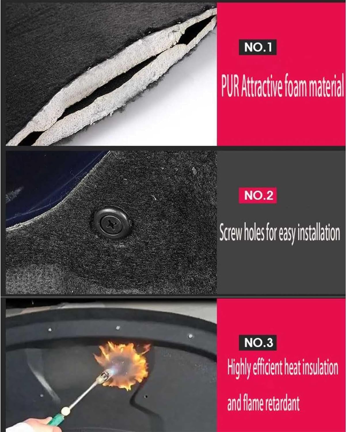 Car Front Hood Engine Sound Pad for Range Rover 2013-2017, Heat Insulation Cotton Mat Cover Soundproof Car Accessories