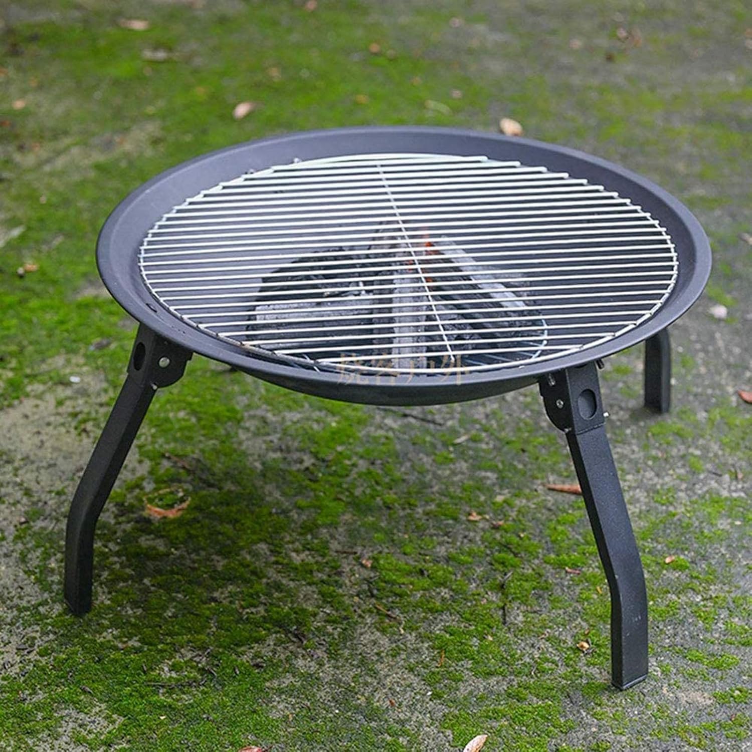 Fire Pit,with Clamp and Grilled Net for Backyard Poolside Campfire Grill,Collapsible Legged Iron Brazier Wood Burning Housewares