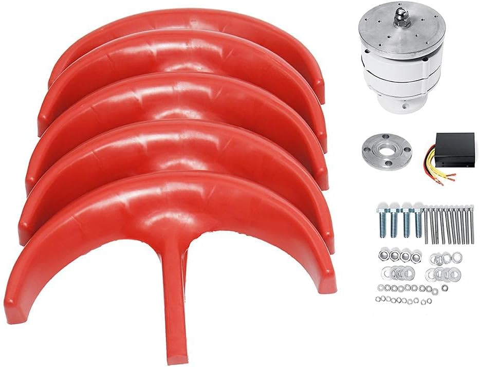 Red 9000W 5 Blades Vertical Axi Wind Turbines Generator Lantern 12V 24V Motor Kit Electromagnetic for Home Streetlight Use