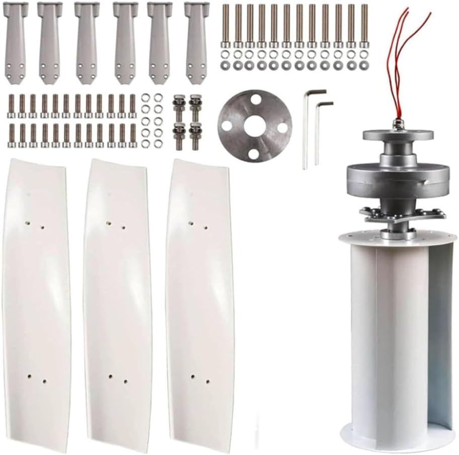 Vertical Axis Wind Turbine, 3 Blades Low Noise 12V/24V 48V 220V Generator Windmill Generate Turbin Complete Set for Family with Controller (8000W-White)