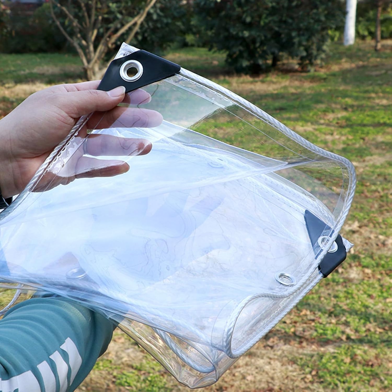 Waterproof Tarpaulin, Heavy Duty Clear Plastic Tarp with Grommets, Thickened PVC Transparent Rain Cover，for Greenhouse Balcony Garden WMEIE (Color : Clear, Size : 2x2m)