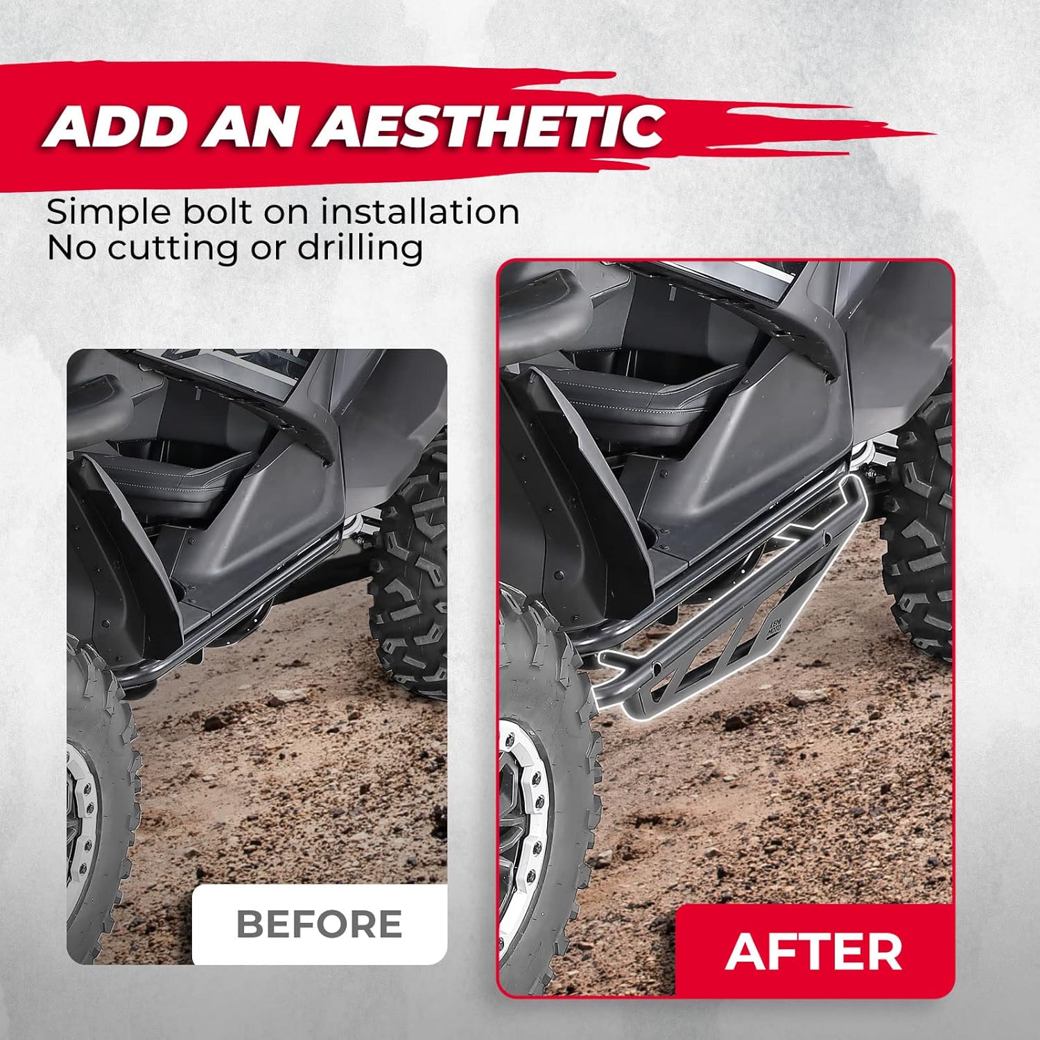 KEMIMOTO Nerf Bars Rock Sliders, Heavy Duty Black Tree Kickers Side Steps Nerf Bars Compatible with 2022 2023 2024 CFMOTO ZForce 950 HO EX/ 2020-2022 ZForce 950 Sport Accessories