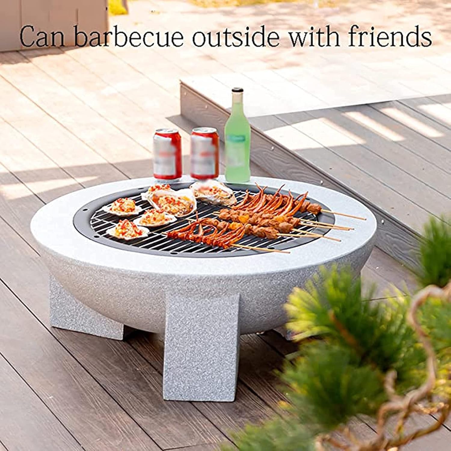 Outdoor Fire Pit Backyard Patio Garden Fireplace Wood Burning Fire Pit BBQ Grill Firepit Bowl with