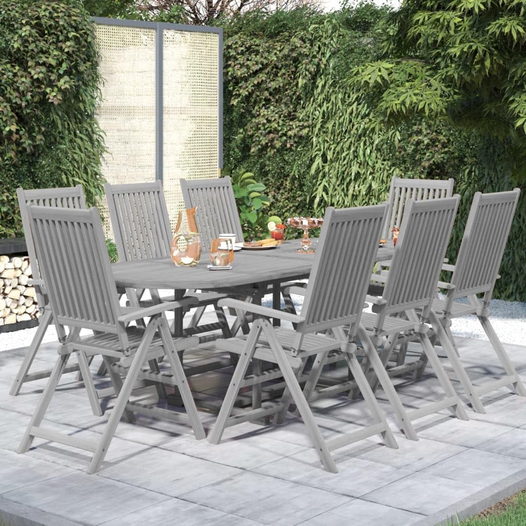 9 Piece Patio Dining Set Solid Wood Acacia,Premium Acacia Wood Outdoor Dining Set for AllWeather Entertainment Furniture Sets for Patio, Lawn & Garden