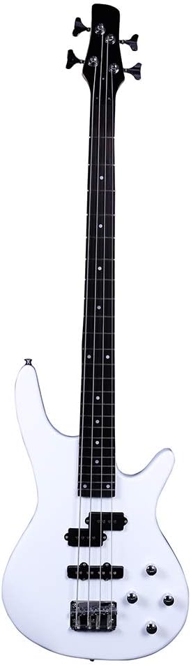 Exquisite Stylish IB Bass Guitar with Power Line and Wrench Tool (White)