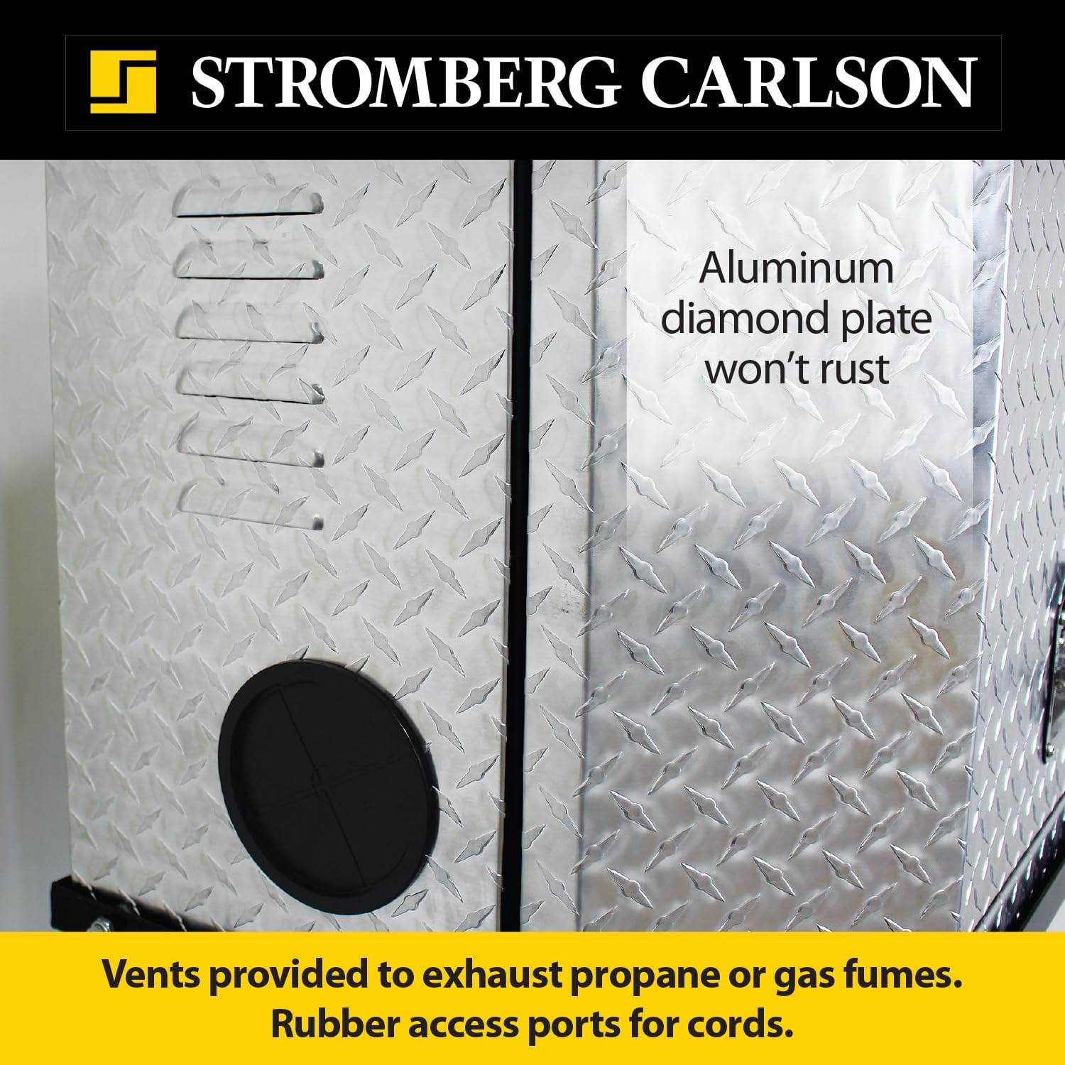 Stromberg Carlson Gen Secure Generator Box - Storage for Your Items - Anti-Theft, Propane Ventilation, and Trailer Ready - Bolts to CC-255 Tray - A-Frame 4” Square Bumper Adapters Coming in 2024