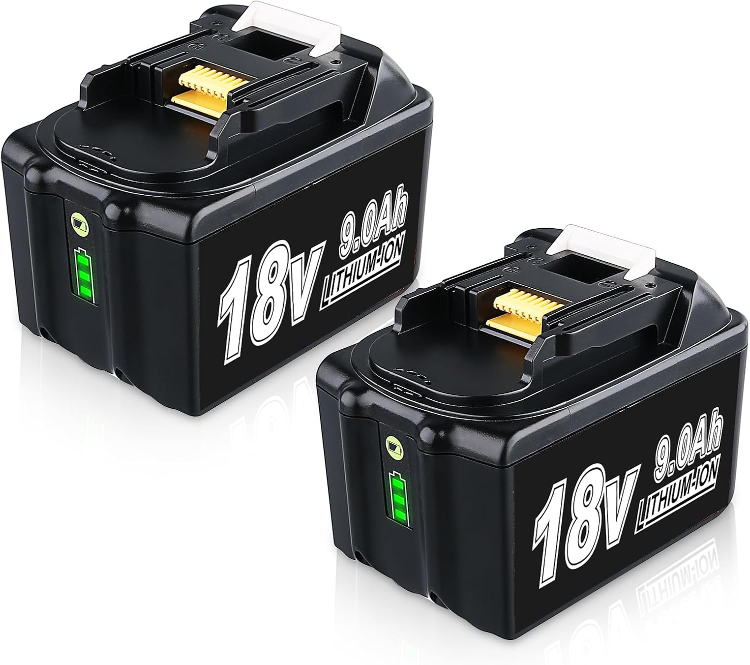 BL1890B 9.0Ah Lithium ion Battery Replacement for 18V Battery BL1890B BL1860 BL1850B BL1840B BL1830B BL1820 Compatible with 18V Cordless Power Tools 2Packs