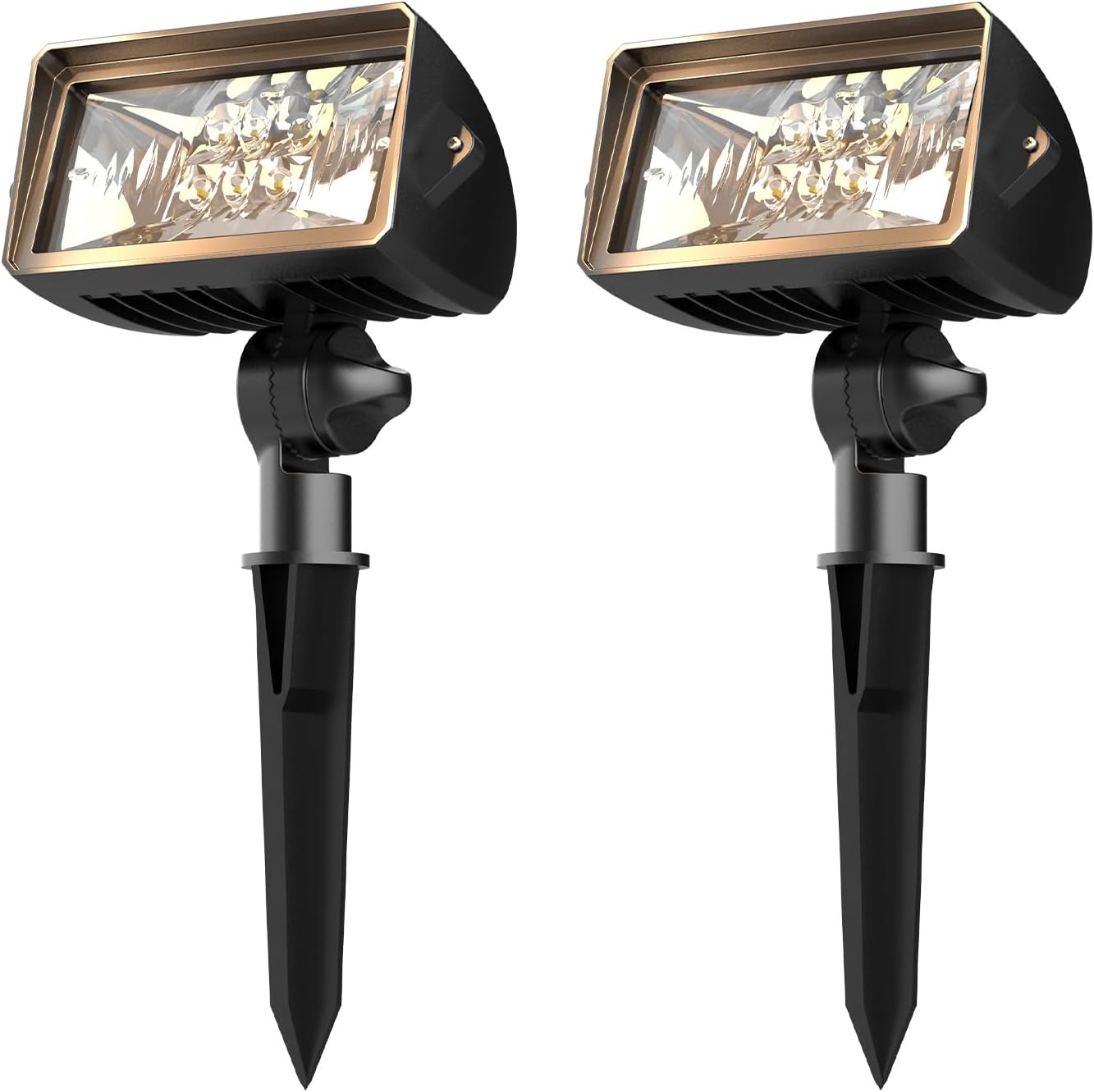 Low Voltage Spotlights 2PK Landscape Lighting Wall Wash Lights 2700K Warm White 18W 600 Lumens Outdoor Lights Aluminum Housing with Connector for Garden Yard Black Finish