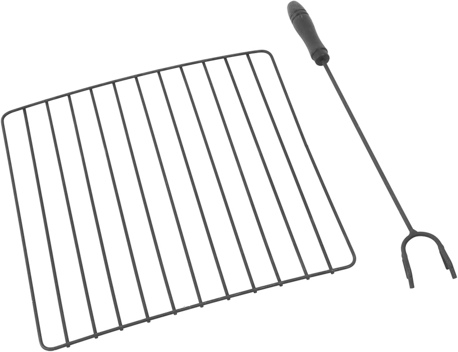 Square Fire Pit Table, Black Metal, 32x32x14.3 Inch, Outdoor Wood Burning, with Mesh Screen Top, Poker, Drainage Holes