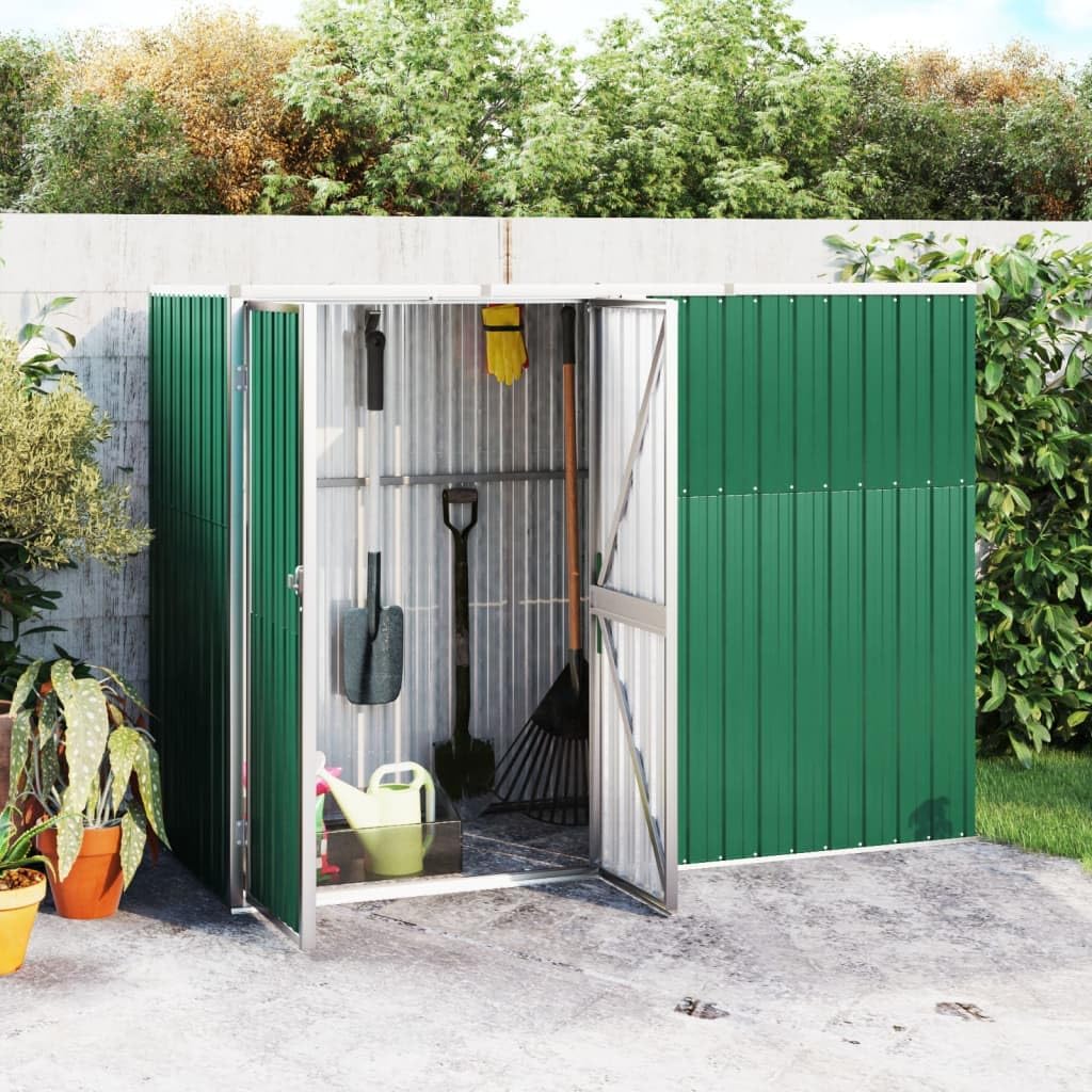 Garden Tool Shed Outdoor Storage Galvanized Steel Green 88.6